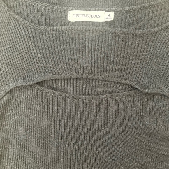 JustFab Black Long Sleeve Midi Bodycon Dress - Picture 3 of 3